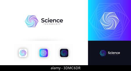 Hexagon Logo Concept Line Geometric Twisting Hexagonal Linear Shape Icon for AI Neural Networks, Engineering Robotic, Cybersecurity, Blockchain Stock Vector