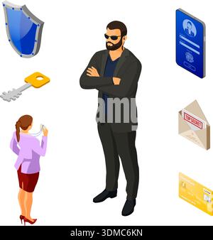 personal Data Cyber Internet and security Protection banner Phone with confidential data protection Shield security guard Hero Badge Login Form antivi Stock Vector