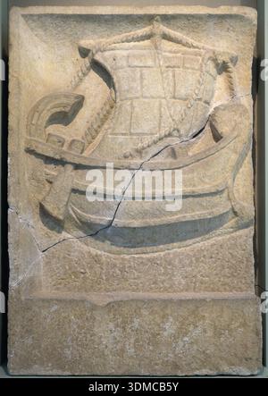 2nd-century AD limestone relief of the Syrian goddess Atargatis seated ...