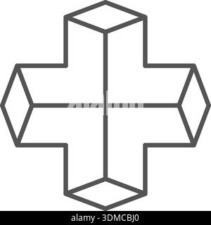 A black and white image of a cross made of cubes Stock Vector