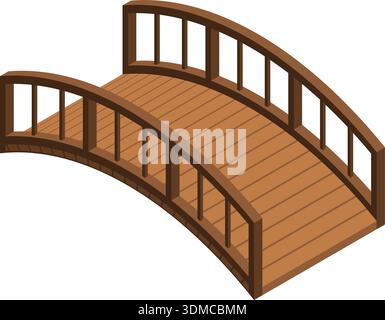 A wooden bridge with a curved design Stock Vector