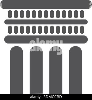 A black and white image of a pillar with four columns Stock Vector
