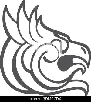 A black and white drawing of a bird with a mouth open Stock Vector