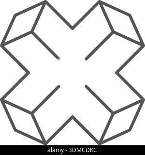 A black and white image of a cross made of cubes Stock Vector
