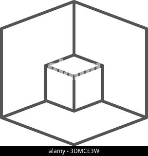 A cube is shown in a room with a wall Stock Vector