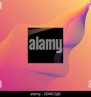 A black square is on a pink background Stock Vector