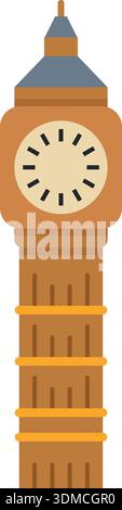A large clock tower with a clock face showing the time of 10 00 Stock Vector