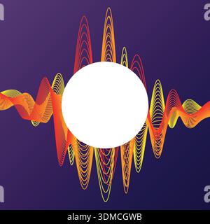 A purple background with orange and yellow waves Stock Vector