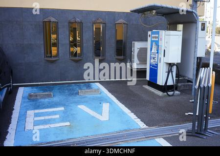 An EV charging point at a hotel in Wakayama Prefecture, Japan. Stock Photo