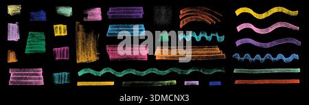 Colorful bright painted halftone vector marker strokes, Grainy brush texture effect for collage graphic design Stock Vector