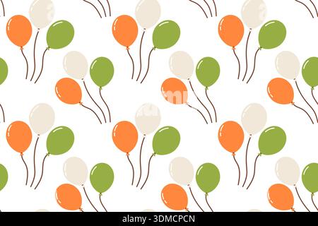 Seamless festive pattern with balloons. Simple holiday illustration in flat style. Stock Vector