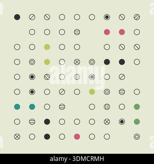 A pattern of circles with some of them being green and some of them being red Stock Vector
