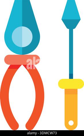 A pair of pliers and a wrench are shown side by side Stock Vector