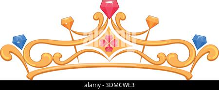 A gold and blue crown with a red diamond in the center Stock Vector
