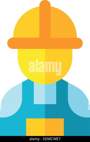 A man in a yellow helmet and blue overalls Stock Vector