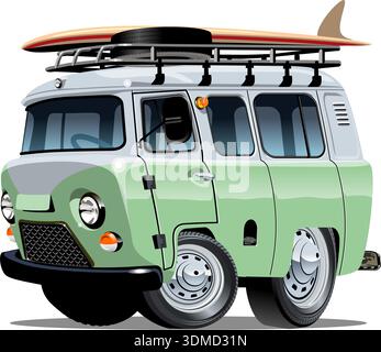 Vector cartoon camper van. Available eps-10 vector format separated by groups with transparency effects for one-click repaint Stock Vector