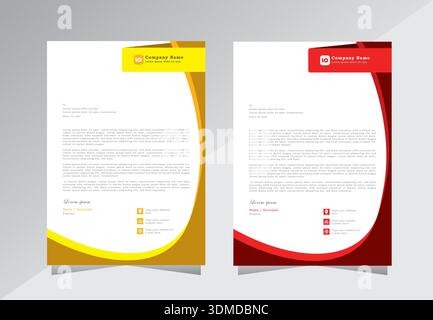 Colorful business letterhead template design. cool letterhead template design with red and yellow color. A4 letterhead template design. Stock Vector