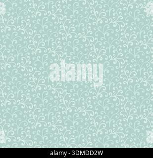 Subtle Swirl Pattern Background. Light Teal Floral Pattern Stock Vector