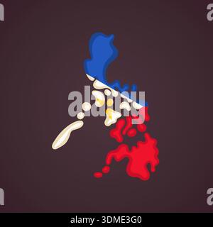 Map of Philippines colored with flag Stock Vector