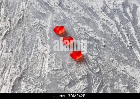 A symbolic photo with wine gum hearts on sugar on the subject of diabetes Stock Photo