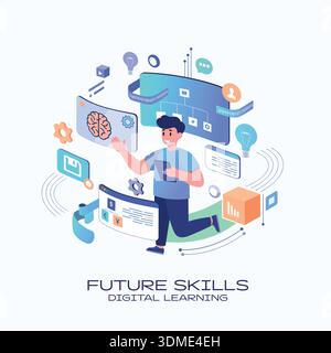 Future Skills and Digital Learning Journey Stock Vector