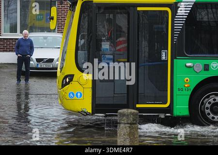 Flooding on Clontarf Road in Dublin. Weather warnings have been issued ...