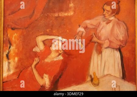 Painting titled 'Combing the Hair (La Coiffure)' by Hilaire-Germain-Edgar Degas dated 1896 Stock Photo