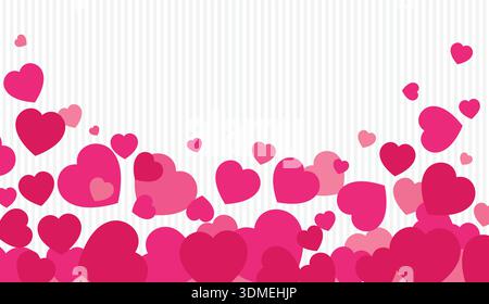 Loving pink valentines hearts greeting card with space, Beautiful valentines day greeting with love hearts Stock Vector
