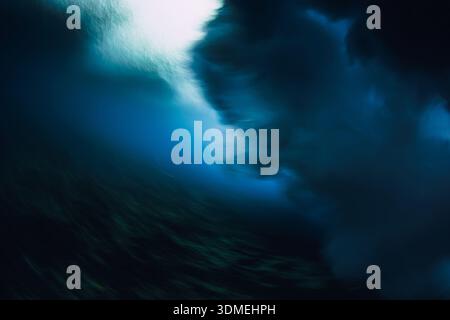 Abstract underwater wave with soft motion blur, deep blue ocean flow and aquatic atmosphere Stock Photo