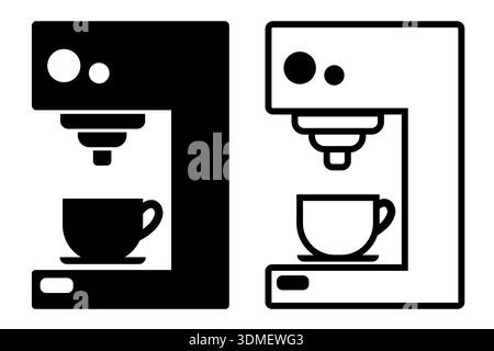 Coffee machine vector icon set in black color. Stock Vector