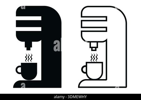 Coffee machine vector icon set in black color. Stock Vector