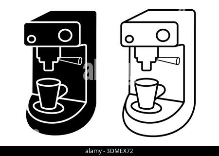 Coffee machine vector icon set in black color. Stock Vector