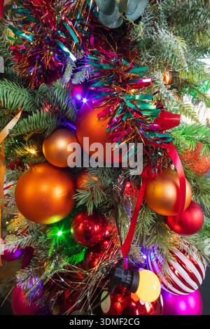 England, London, Southwark, Detail of Christmas Tree Decorations Stock Photo