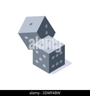 isometric vector icons of dice, in color on white background, game or luck Stock Vector
