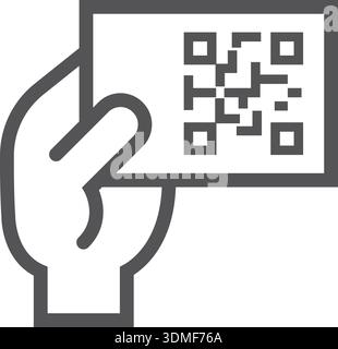 Ticket with qr code. Digital coupon black icon Stock Vector