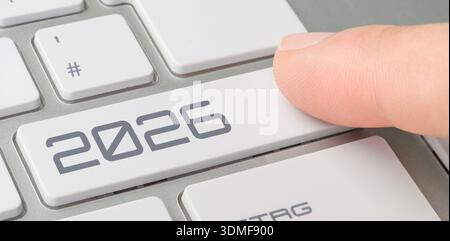 A keyboard with a labeled button - 2026 Stock Photo
