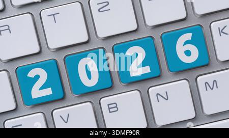A computer keyboard with the number 2026 Stock Photo