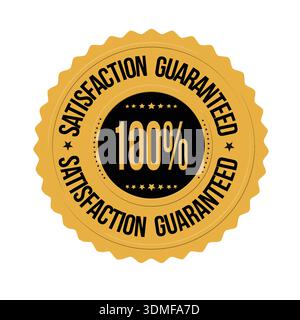 Satisfaction Guaranteed golden badge,emblem or label on white background, vector illustration Stock Vector