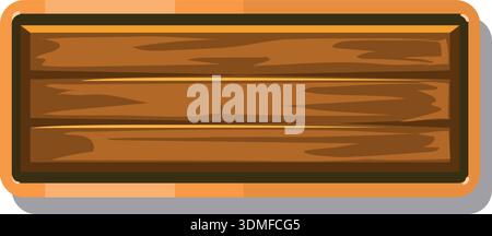 Wooden button cartoon game element. Mobile asset Stock Vector