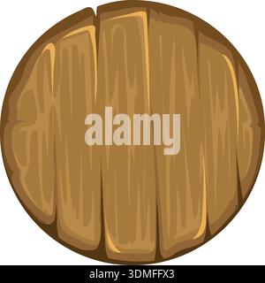 Game wooden round shape. Cartoon plank texture Stock Vector