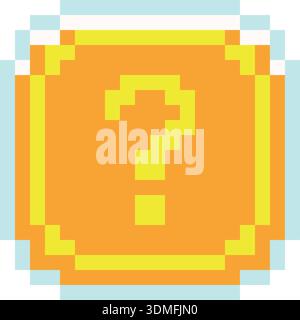 Question game pixel element. Bonus tile symbol Stock Vector
