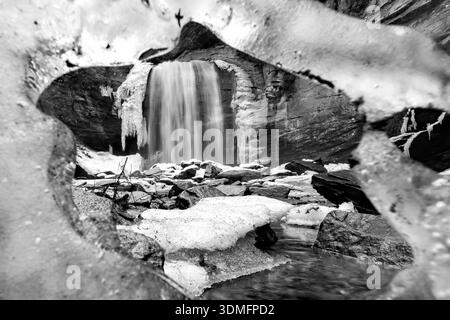 Looking Glass Falls in winter - Pisgah National Forest - near Brevard, North Carolina USA Stock Photo