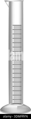 A tall, thin, white measuring cylinder with a white handle Stock Vector