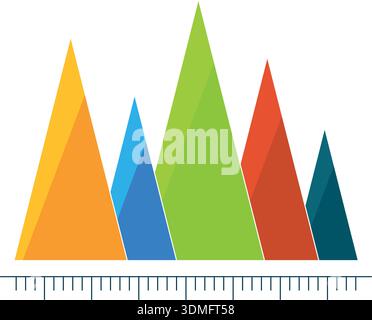 A colorful mountain range with a ruler underneath it Stock Vector