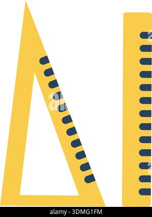 Rulers color icon. Triangle and straight length measurement Stock Vector