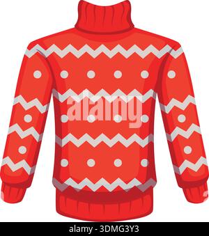 Winter sweater with red pattern. Nordic ornament fabric Stock Vector