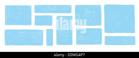 Pastel colored crayon or pencil doodle frames. Hand-drawn box frames in sketches or chalk drawings style. Stock Vector
