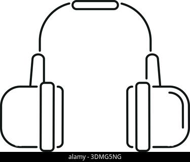 Earphones line icon. Ear noise protection symbol Stock Vector