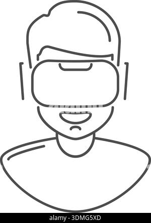 Virtual reality glasses. Man in vr. Futuristic technology Stock Vector