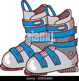 Extreme mountain winter sport boots color icon Stock Vector